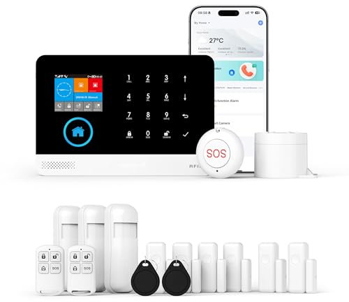 XNY GSM Allarme Casa Senza Fili, WiFi Antifurto Casa Wireless con Controllo APP, 16 Pezzi (Rilevatore di Movimento, Sensore per Porte e Finestre, Sirena, Telecomando), Compatibile con Alexa