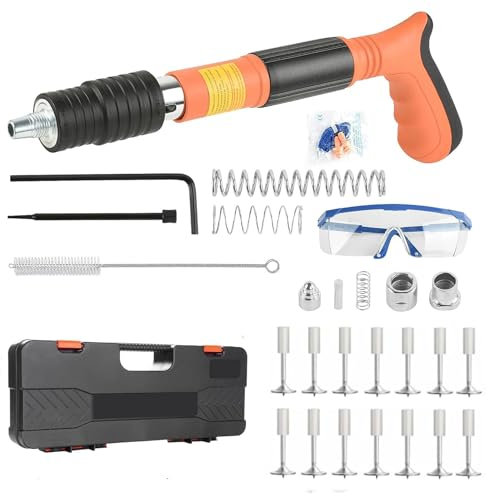 Cloueuse Rivet Gun avec 110 clous ronds, cloueuse electrique, pistolet à ongles portable, silencieux réglable, pistolet à ongles, pistolet à ongles, pistolet à ongles,cloueur beton (orange)
