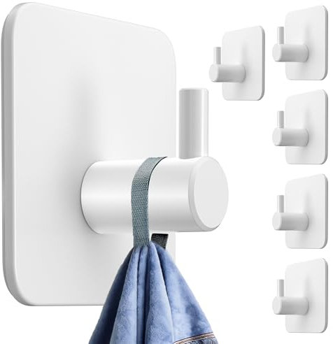 4smile Handtuchhalter ohne Bohren, 6er Set - Weiße Edelstahl Klebehaken als Handtuchhaken, wasserdichte Haken selbstklebend - Rostfreie Badezimmer Handtuchhalter, Haken für Bad und Küche
