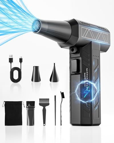 FLOWood Elektrische Staubgebläse Druckluftspray,3-Gang 180000 U/min,Höhe Geschwindigkeit Mit 10000mah Akku Jet Dry Dust Blower, PC Reinigungsset für Laptop,Tastatur,Auto