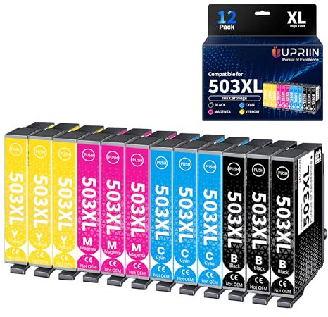 UPRIIN 503XL Druckerpatronen Kompatibel für Epson 503XL 503 Patronen für Workforce WF-2960 WF-2965 Expression Home XP-5200 XP-5205 (12er-Pack)