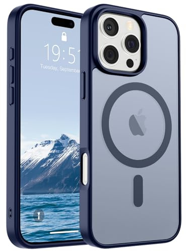 SUPFINE Magnetic for iPhone 16 Pro Case (Compatible with MagSafe) (Military Grade Drop Protection) Slim Translucent Matte Shockproof with Anti-Fingerprint Phone Case,Navy Blue