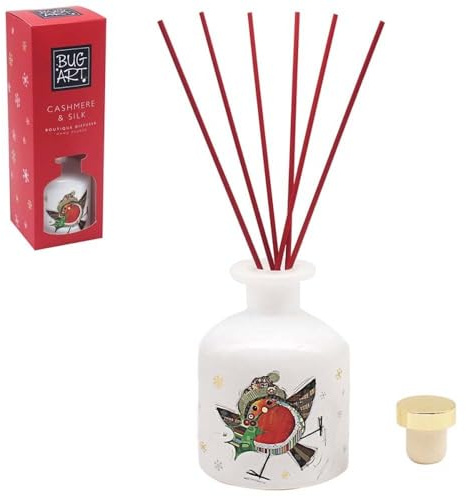 Lesser & Pavey Christmas diffuser | Cashmere & Silk Fragrance | Robin Holly Diffuser Perfect For Xmas - Bug Art