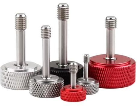 Foyoram M4x15mm Unverlierbare Schrauben mit Rändelkopf Kopfdurchmesser 12mm Rändel Unverlierbare Schraube der Platte Unverlierbare Rändelschraube Aluminium Edelstahl 4 stück (Schwarz,M4 x 15 mm)