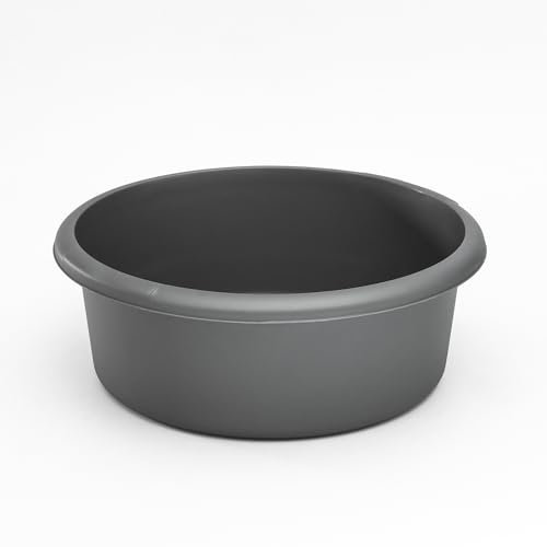 Washing Up Bowl for Sink | Grey Large Round Plastic Sink Bowls (8 Liter Capacity) | Wash Up Basin Bowl for Kitchen Sinks