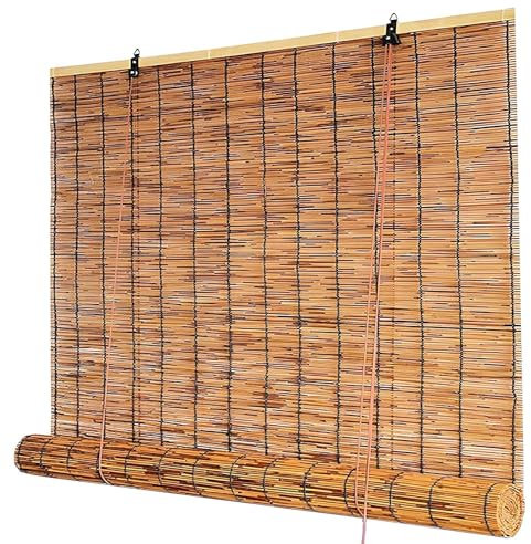 Outdoor Bambusrollo 50cm 60cm 80cm 90cm 100cm 120cm 165cm Carbonization Vorhänge Sichtschutz Bambus Rollo Natür Anti-UV Handgewebter Schilfvorhänge