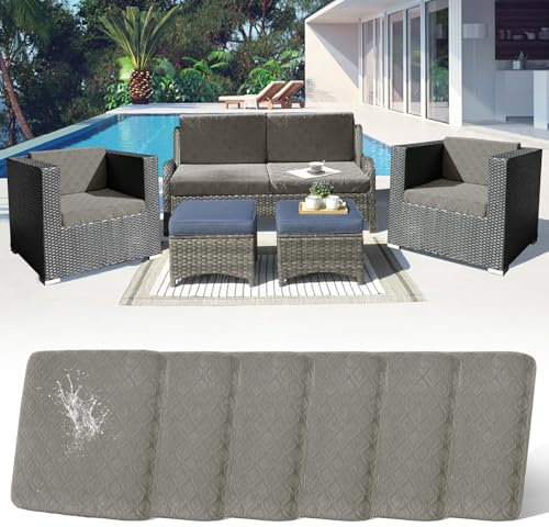 LiveGo Stretch-Sofa-Kissenbezug für den Außenbereich, Ersatzkissen für Terrassenmöbel, Couch-Schonbezüge, Stuhl-Sitzbezug, weicher Flexibilitätsschutz (6, Hellgrau)