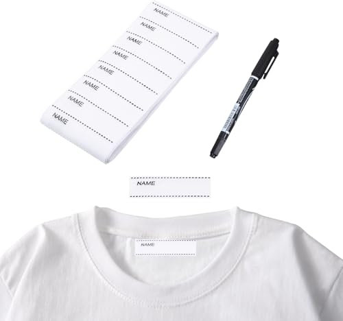 200 Stück Namensschilder für Kleidung zum Aufbügeln, Namensstempel Kinder Textil & 1 Stift, Namensetiketten für Kleidung, Textilstempel, Wäscheetiketten für Pflegeheime, Name Stamp for Kids Clothing