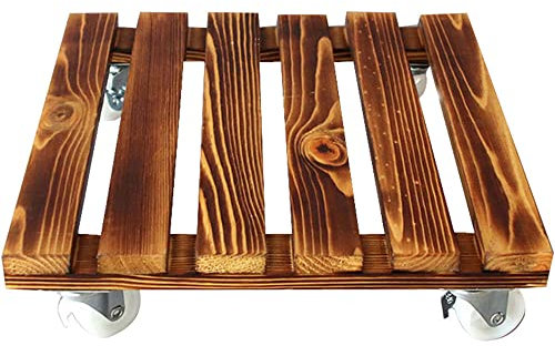 2 macetas cuadradas de madera extra grandes, resistentes, con ruedas giratorias de 30 cm, capacidad de carga de 60 kg