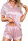 LUSLOVE Ensembles de Pyjama Femme Satin - Vêtements de Nuit Ete Haut à Manches Courtes et Short Rose XXL