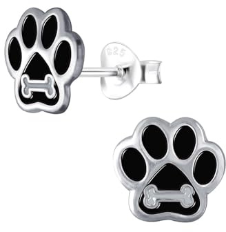Monkimau Mädchen Ohrringe Paw Print | Ohrstecker aus 925 Sterling Silber | Kinderohrringe hypoallergen