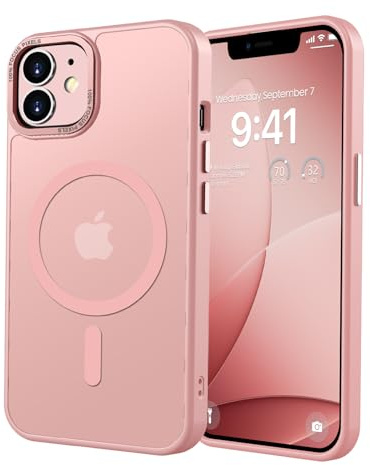 KPPIT für iPhone 11 Hülle, Kompatibel mit MagSafe, Rose | Eingebauter Magnetring, Militärschutz Stoßfest Kratzfest Haltbarkeit, Durchscheinend Rückseite