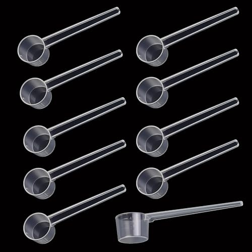 10 piezas Cucharas medidoras, Cuchara medidora gramos, Cacito dosificador creatina, Scoop proteina - Con escala de 2g, 3g y 4g - Ideal para proteína en polvo, café, leche en polvo, repostería y cocina