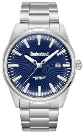 Timberland Birch Road Blaues Zifferblatt Edelstahlarmband Analoguhr für Herren, 45mm