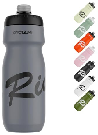 CYCLAMI Bidons de vélo 650ml,Léger, Bidon Sport Sans BPA, Gourde Sport Souple et Inodore, Bouteille de vélo Squeeze pour le Vélo, Fitness, Randonnée et la Natation (Grey)