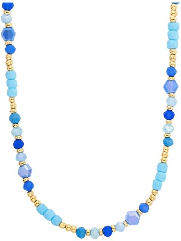 Julie Julsen GSNTI02BU-K Mädchen Collier Edelstahl Gold Blau Glasperlen 39 cm