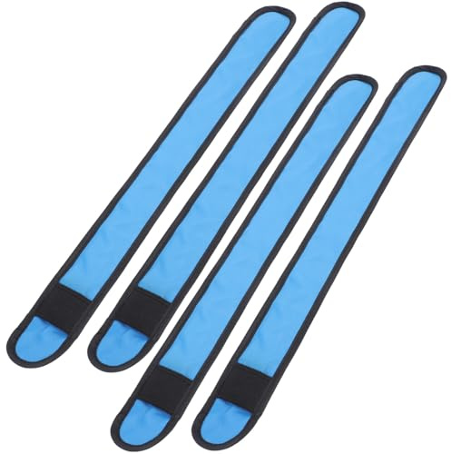 LED Pferdebeinbänder 4 Stück für Sichtbare Nachtfahrten aus Gewebe | Blaue Leuchtstreifen für Pferdebeine, Inklusive Knopfbatterie, Geeignet für Ausritte am Straßenrand