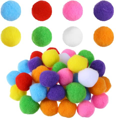 40 Stück Pompons zum Basteln, 5cm Pompons Groß | Bunte Pompoms, Filzkugeln Bunt, Flauschigen Plüsch Set für Lustige DIY Kreative Handwerk