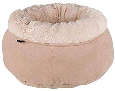 TRIXIE Hundebett Elsie ø 45 cm in beige - gemütliches Hundekissen mit Softplüsch - Hundekorb für kleine Hunde - mit extra hohem Rand - 37706