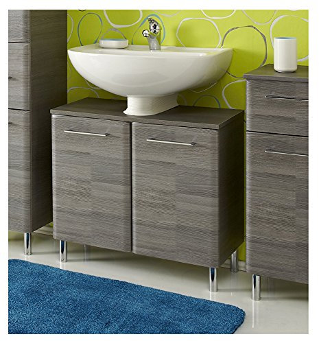 Pelipal - Fiona - Waschbecken-Unterschrank, 53 H x 70 B x 33 T cm, 2-türig, Siphonausschnitt 8 cm breit, Ohne Füße - Badmöbel - Front u. Korpus in Graphit Struktur quer