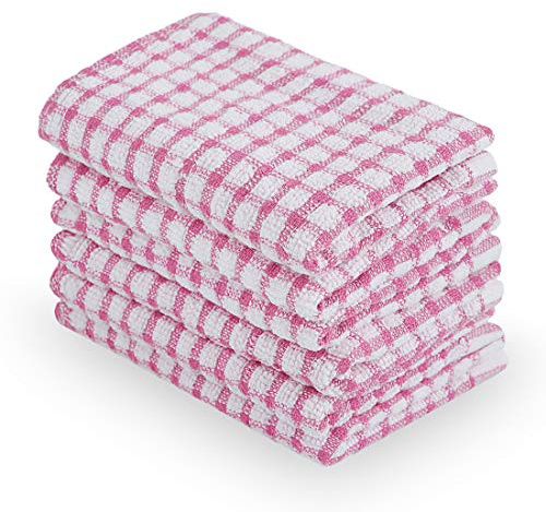 Sourcingmap Waffle Weave Cotton Dishcloths, Pink | Soft Dish Cloths for Washing Dishes, Kitchen Dish Rags, Dish Towels for Cleaning Drying Wiping, Quick Dry Dish Cloths