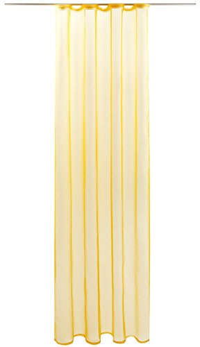 Bestlivings Gardine mit Kräuselband, Transparent Voile 140x145 cm (Breite x Länge) in gelb - lemongelb, viele weitere Farben und Größen