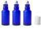Lot de 3 flacons roll-on rechargeables vides en verre bleu de 20 ml avec billes en acier inoxydable et bouchon blanc pour huiles essentielles, parfums, baumes à lèvres