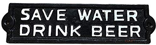 Darthome Vintage Cast Iron Metal Home Garden Wall Art Sign Plaque Save Water Drink Beer