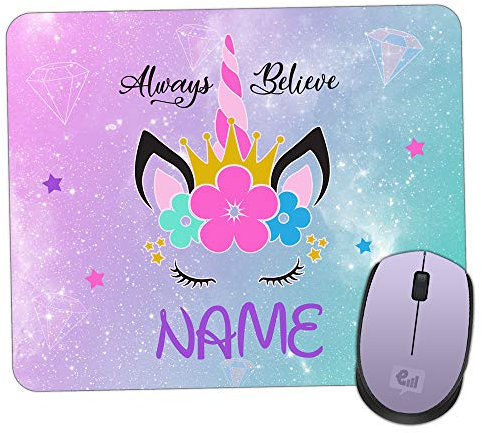Unicorn Mouse Mat - Personalised Gift - Non-Slip Rubber Base Pad for PC Laptop Computer Gaming Mousepad Girls Fantasy Room