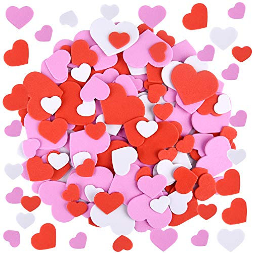 MIAHART 300 Pcs Valentinstag Herz Schaum Aufkleber selbstklebende gemischte Farbe Herzform Aufkleber für Valentinstag Dekoration Hochzeit Lieferungen und Kunsthandwerk (Style 1)