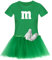 T-Shirt M&M + Tüllrock Karneval Gruppenkostüm Schokolinse 11 Farben Damen XS-3XL Fasching Verkleidung M's Fans Tanzgruppe, Gr.:XL, Farbauswahl:grün - Logo Weiss (+Handschuhe Weiss/Tütü grün)