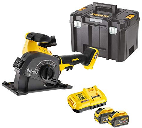 DeWALT DCG200X2-QW Rainureuse Sans Fil 54 V 9 Ah - Fraise à Fente - Avec Batteries, Chargeur et Kit d'Accessoires