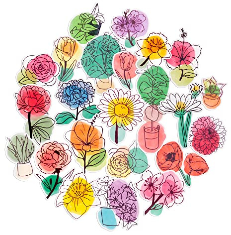 Navy Peony Frühlingsblumen-Sticker (23 Stück) – Süß, Wasserdicht, Langlebig | Sticker für Wasserflaschen, Laptops, Scrapbooks & Journals
