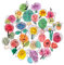 Navy Peony Spring Flowers Sticker Set (23 Pieces)- Cute, Waterproof, Durable | Pastel Aesthetic Decals for Crafts, Laptops and Water Bottles