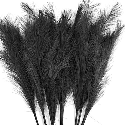 QIANYUN Künstliche Pampasgras,Kunstpflanze, 8Pcs 100 cm,Flauschig Getrocknetes Pampasgras, Feder, Blumenarrangement, Dekoration (Schwarz, 8)