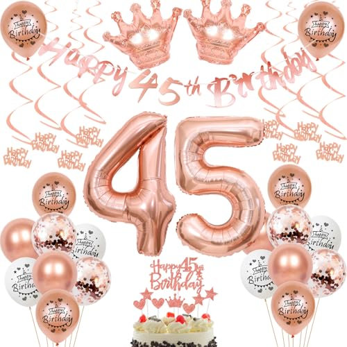 45 Jahr Geburtstag Frauen Deko 45. Geburtstag Frauen Rosegold Tortendeko 45 Luftballon 45 Jahr Frauen 45 Geburtstagsdeko Rosegold 45 Dekoration