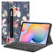 Fintie Tastatur Hülle für Samsung Galaxy Tab S6 Lite 10,4 Zoll 2024/2022/2020 Tablet - Keyboard Cover mit Magnetisch Abnehmbarer Deutscher Bluetooth Tastatur, Hibiskus
