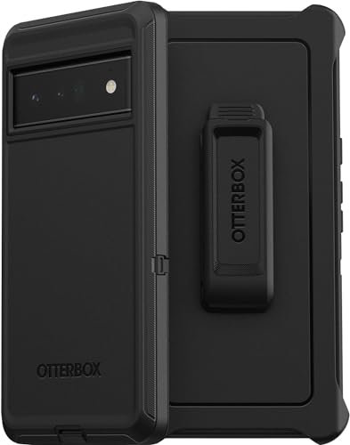 OtterBox Pixel 6 Pro Defender Series Schutzhülle – Schwarz, robust und langlebig, mit Port-Schutz, inklusive Holster-Clip-Ständer
