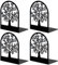 Bookends, Book Ends, Metal Bookend, Tree of Life bookend, Bookends for Shelves, Home Decorative Bookends for Heavy Books, Black Non-Skid Book Stopper, 7 x 5.5 x 3.5 (1 Pair/2 Pieces, Large)