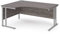 Office Monster Cooper left hand ergonomic desk 1600mm wide - silver cantilever leg frame, grey oak top