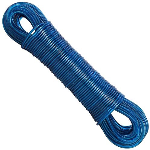 Vinsani Durable Strong Steel Washing Line Rope | 50M /164ft - Blue | Thick Heavy-Duty Laundry Clothes Line Outdoor Indoor Clothesline | Rot, Mould & Weather Resistant | Lifelong Guarantee