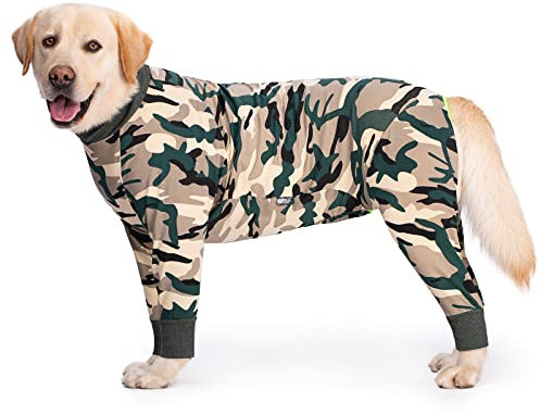 Reha-Anzug für mittelgroße und große Hunde nach Operationen, atmungsaktiver Full Cover-Hunde-Bodysuit, Einteiler, Schlafanzug, Kegel-E-Kragen, Alternative chirurgische Bauchwunden und Hautschutz