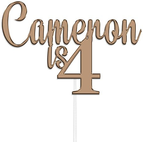 Personalised Any Name & Any Age Acrylic Cake Topper by KreateSquare | Happy Birthday Personalised Cake Topper (Brown)