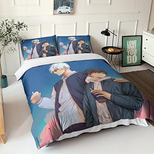 Jujutsu Kaisen Satoru Gojo Bettbezug Und Kissenbezug Itadori Yuji Bettwäsche 3D-Digitaldruck Ultraweich Und Hypoallergen Geeignet Für Mädchen Jungen Teenager Anime Bettbezug Kissenbezüge Double