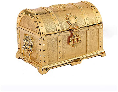 Schmuckkästchen Schmuckschatulle, Vintage Goldene Schatzkasten Schmuck Schmucksachen Box Organizer Aufbewahrungsring Ohrringe Box Truhe for Valentine Hochzeit Geburtstagsgeschenk Schmuck-Organizer ( C