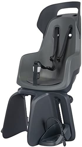 BOBIKE 8012700005 - Fahrradkinderrückbank GO Maxi mit Neigungssystem für Fahrräder mit 26” bis 29” Rädern geeignet für Kinder mit Verankerung im Rahmen in Farbe Makronengrau