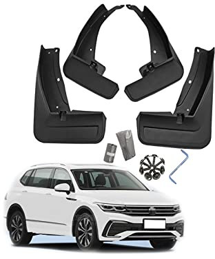 YLOXFW Auto Schmutzfänger Kotflugel für V-W Tiguan R-Line 2019-2023 Vordere Hintere Spritzschutz Gümmi Kotflügelschutz Radabdeckungen Fender Mud Guard Flaps,Senden 1 rolle Auto Müllbeutel,2022~2023