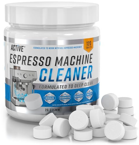 Espresso Machine Cleaning Tablets Cleaner - ACTIVE Backflush Group-head Oil Remover Solution Tablet, Compatible with Sage, Breville Barista Max, Gaggia, Delonghi, Tassimo Bosch, Dolce Gusto - 120 Tabs