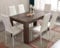 Blisswood Dining Table Set, Dining Table and Chair Set, Pu Leather Dining Room Chairs and 17mm Thick Table Top Long Modern Dining Table Set (Rustic Dining Table and 6 White Chair)