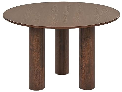 Table de Repas Ronde 180 x 100 cm en MDF et Bois d'Hévéa Foncé Orin